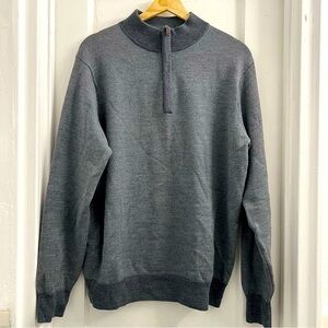 Peter Millar Men’s Grey 1/4 Zip Golf Pullover Merino Wool Sweater, Grey size M